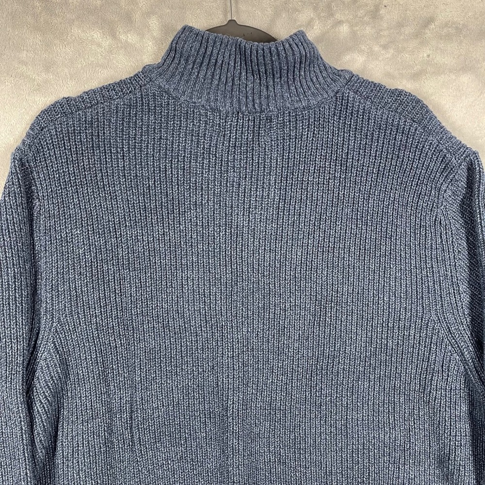 G.H. Bass & Co Mens Blue Chunky Ribbed Knit Sherpa Lined Mock Neck Sweater XXL - Picture 9 of 9